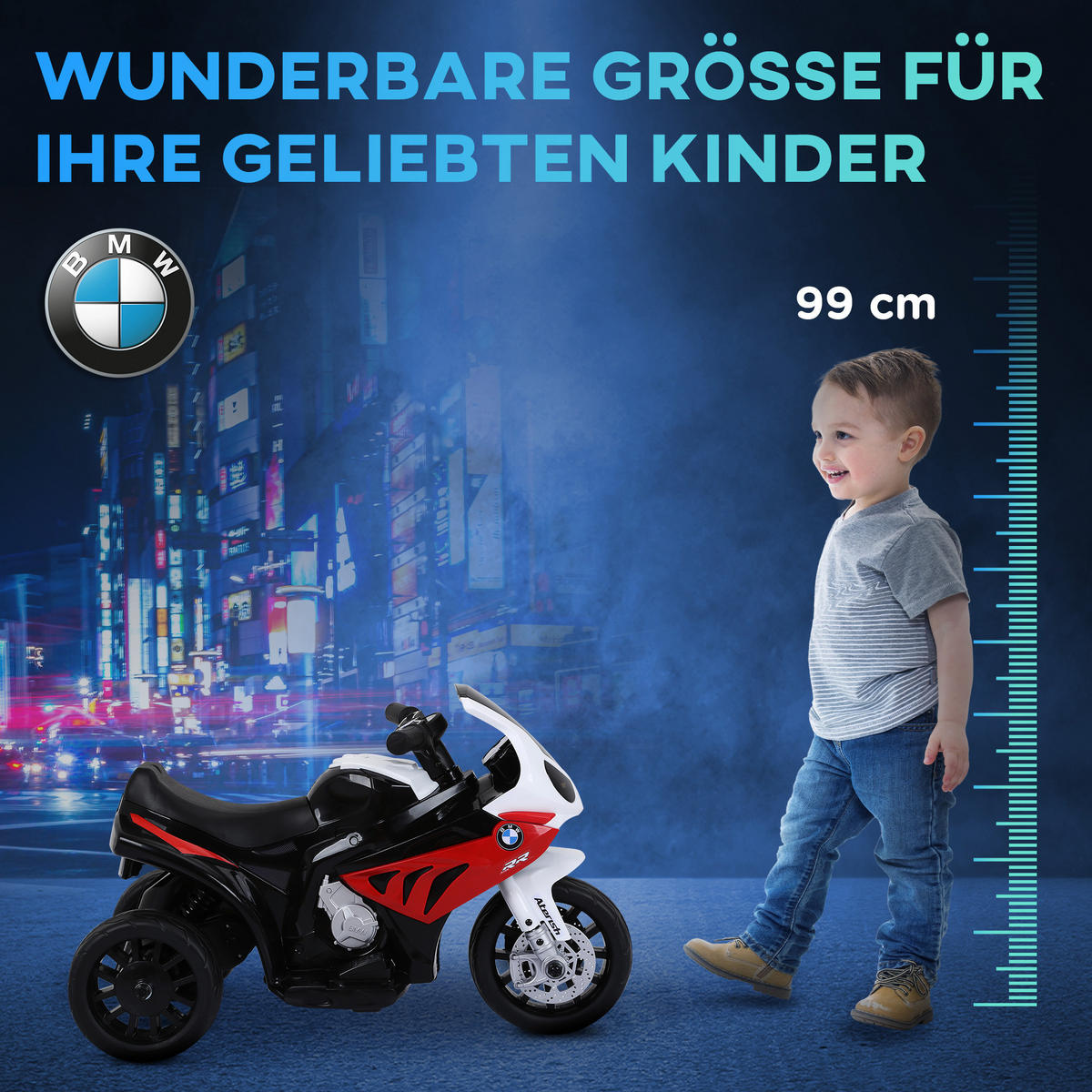 ELEKTRO KINDERMOTORRAD, Schwarz/Rot, PP+ Stahl - Rot, Kunststoff (66/37/44cm) - HOMCOM