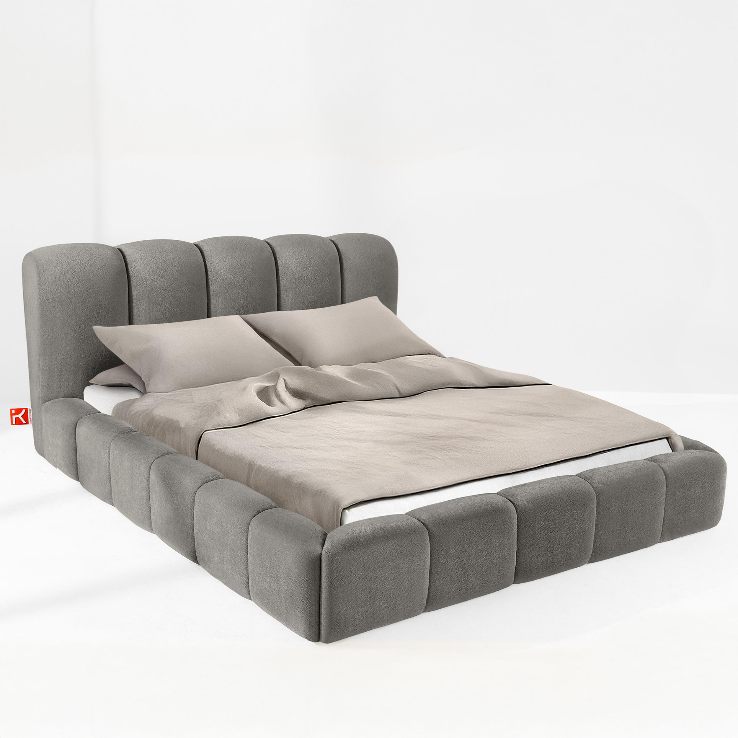 POLSTERBETT MERIDE Chenille, Dunkelgrau - Dunkelgrau/Schwarz, Holz/Textil (200/200cm) - KONSIMO®