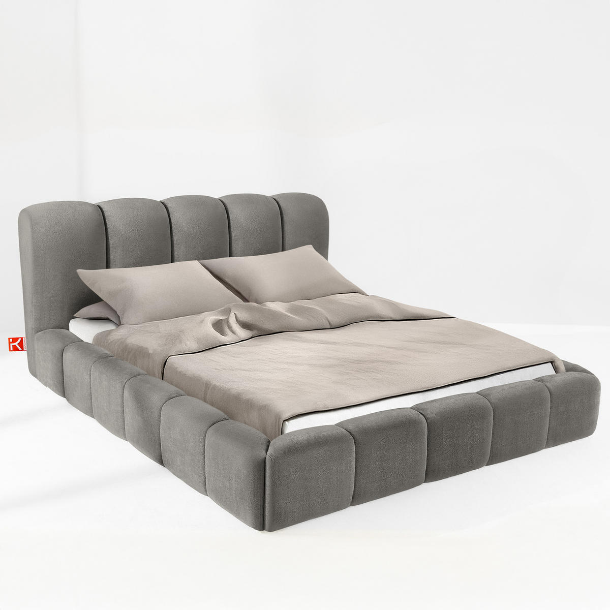 POLSTERBETT MERIDE Chenille, Dunkelgrau - Dunkelgrau/Schwarz, Holz/Textil (200/200cm) - KONSIMO®