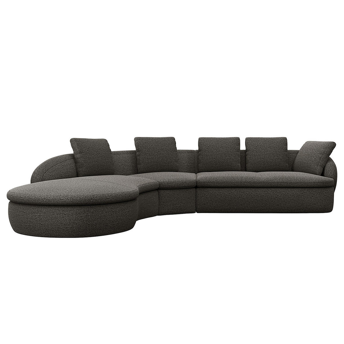 ECKSOFA mit Rundecke - Anthrazit/Schwarz, Kunststoff/Textil (340/225cm) - home24