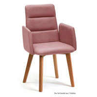 ARMLEHNSTUHL (2er-Set) Darelle 52x92x60 Eiche geölt/Rosewood - Eichefarben/Dunkelrosa, Kunststoff (60/92/52cm) - 58aufmkessel