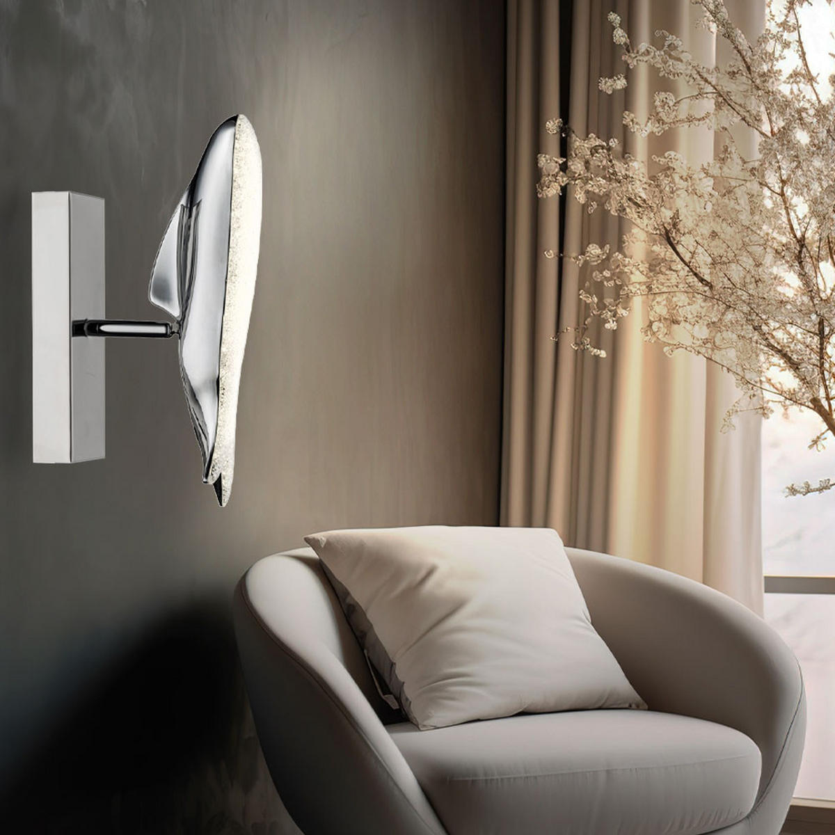 LED WANDLEUCHTE Chrom Silber mit Kristalloptik - Silberfarben, Metall (6/23.5/13cm) - Globo Lighting