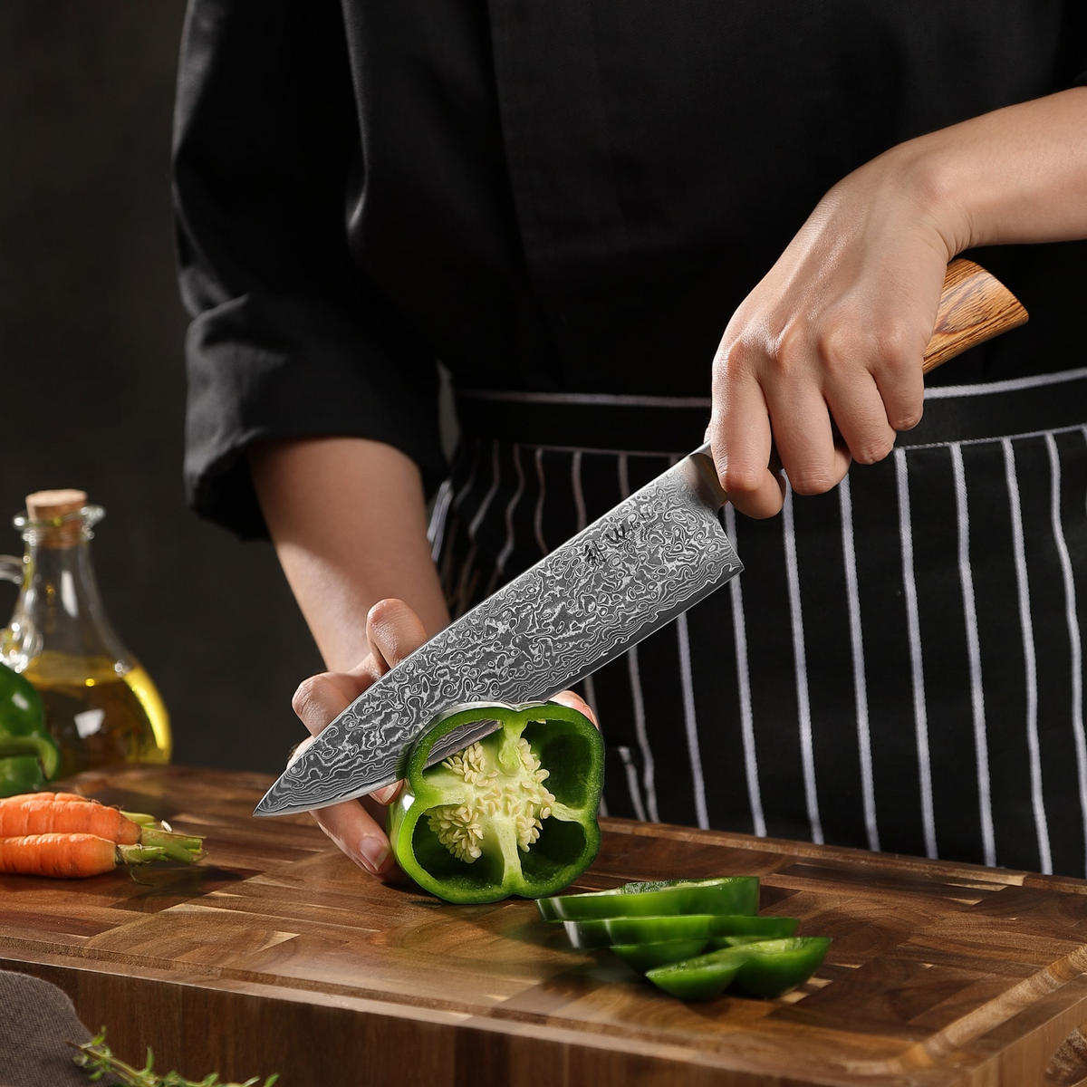 CHEFMESSER 20 cm - Braun, Holz/Metall (34cm) - Wakoli