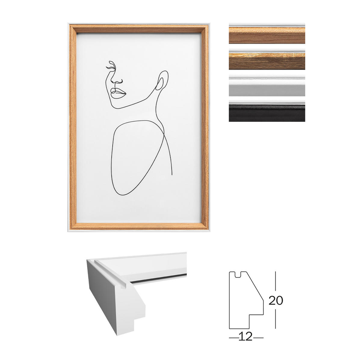 BILDERRAHMEN Silhouette Holzgalerie, 4x10x15 cm, Natur - Naturfarben, Holzwerkstoff (35/33/2cm) - walther design