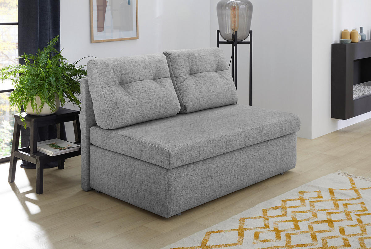 SCHLAFSOFA mit Bettkasten B136/T85/H86 cm, Liegefläche 130x193 cm, Mikrofaser Hellgrau / 15120 - Hellgrau/Schwarz, Textil (136/86/85cm) - luma-home