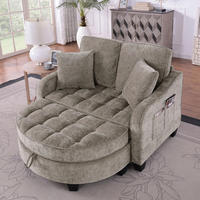 SOFA-BETT 132/129/93 cm aus Eukalyptusholz mit Aufbewahrungshocker Braun - Braun, Holz (129/93/132cm) - Modenvie