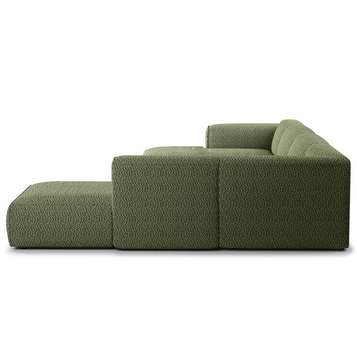 WOHNLANDSCHAFT mit Longchair - Schwarz/Grün, Kunststoff/Textil (325/71/235cm) - home24