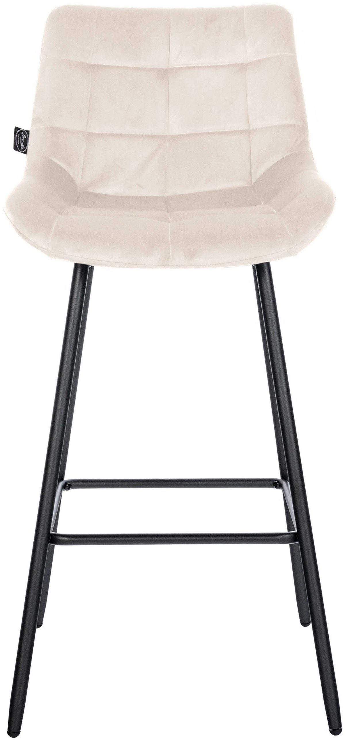 BARHOCKER Welton Samt creme - Schwarz/Naturfarben, Textil/Metall (49/104/56cm) - TPFLiving