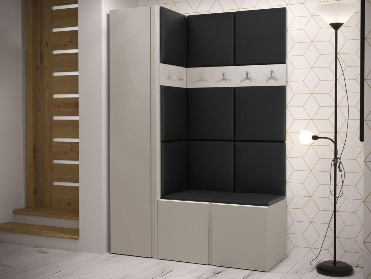 GARDEROBEN-SET Orion IX - Kaschmir/Schwarz, Holzwerkstoff/Kunststoff (124/186/46cm) - MIRJAN24