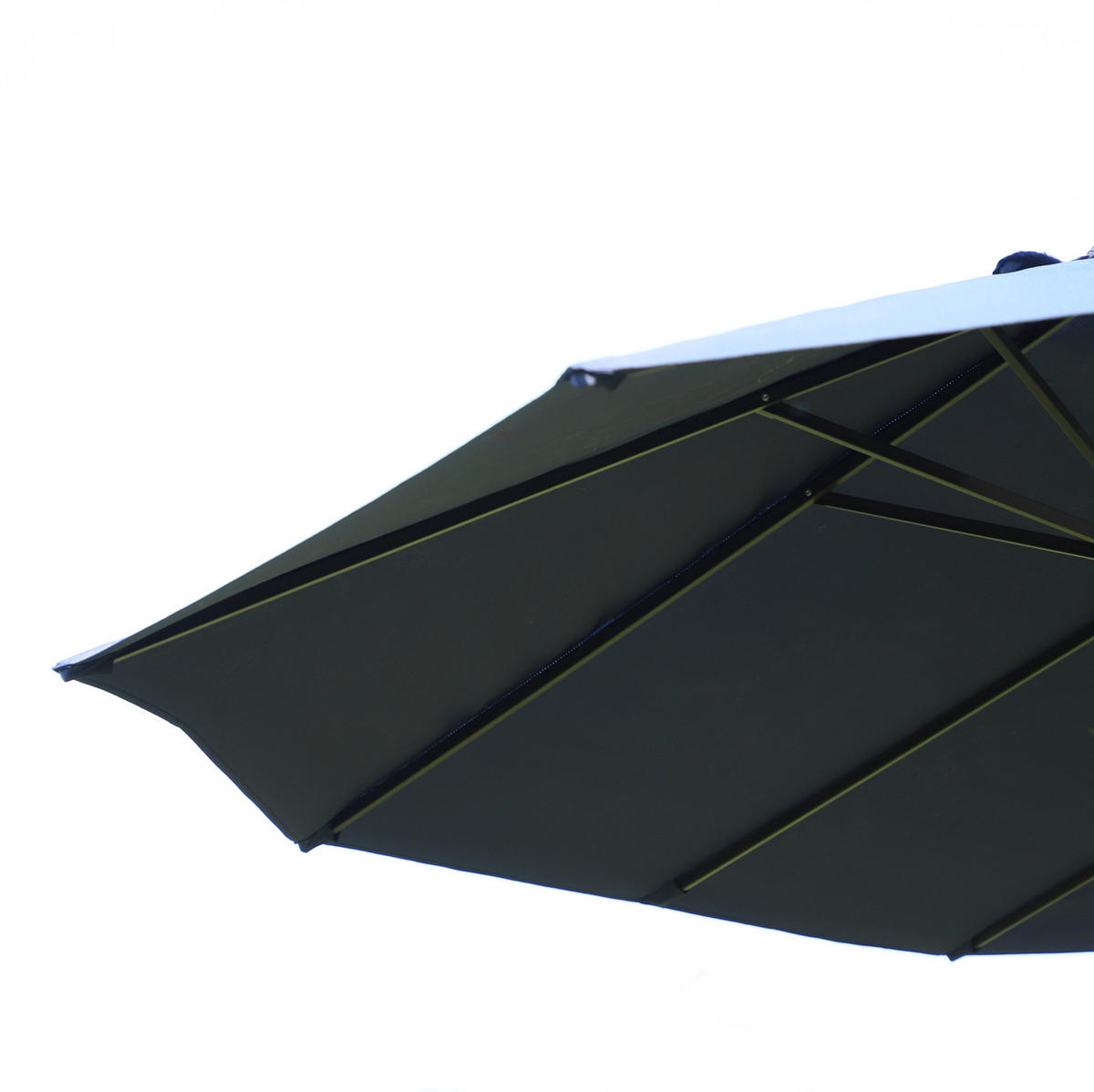 DOPPEL-SONNENSCHIRM aus Stahl 455x265x238 cm in Blau mit Handkurbel - Blau, Metall (265/455cm) - Modfu