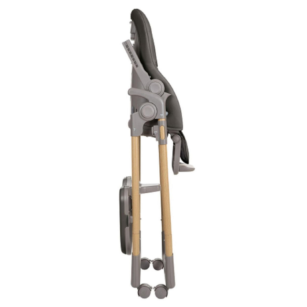HOCHSTUHL Olive grau Räder mit Bremse, höhenverstellbar, Sicherheitsgurt, klappbar, Tablett - Grau, Metall (55/110/75cm) - Kikka boo