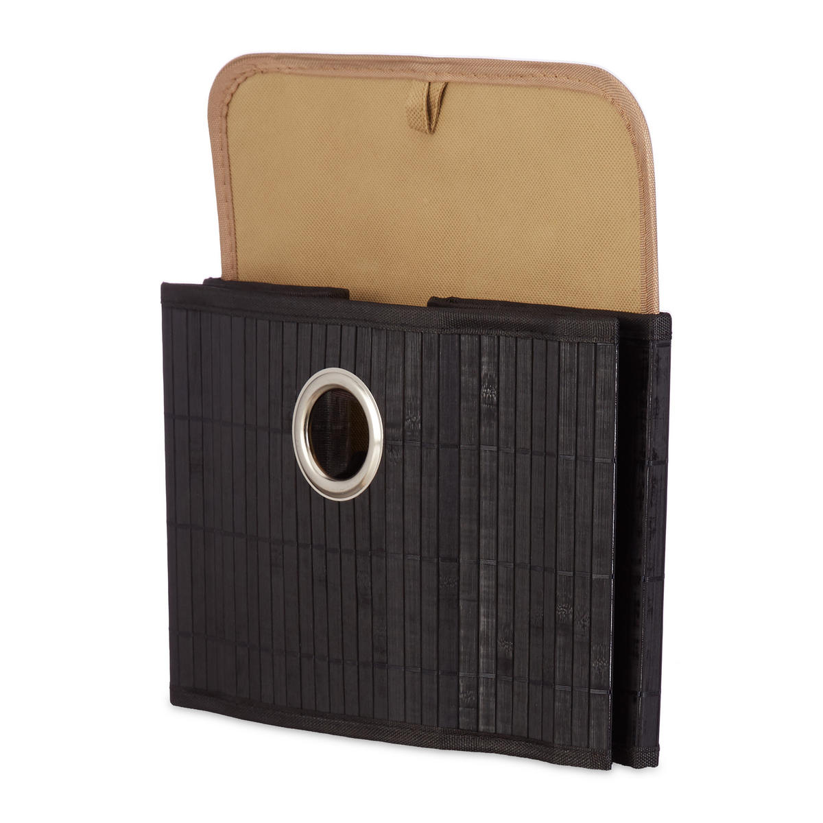 ÚLOŽNÝ koš - čierna, kov/drevo (31/20/31cm) - Relaxdays