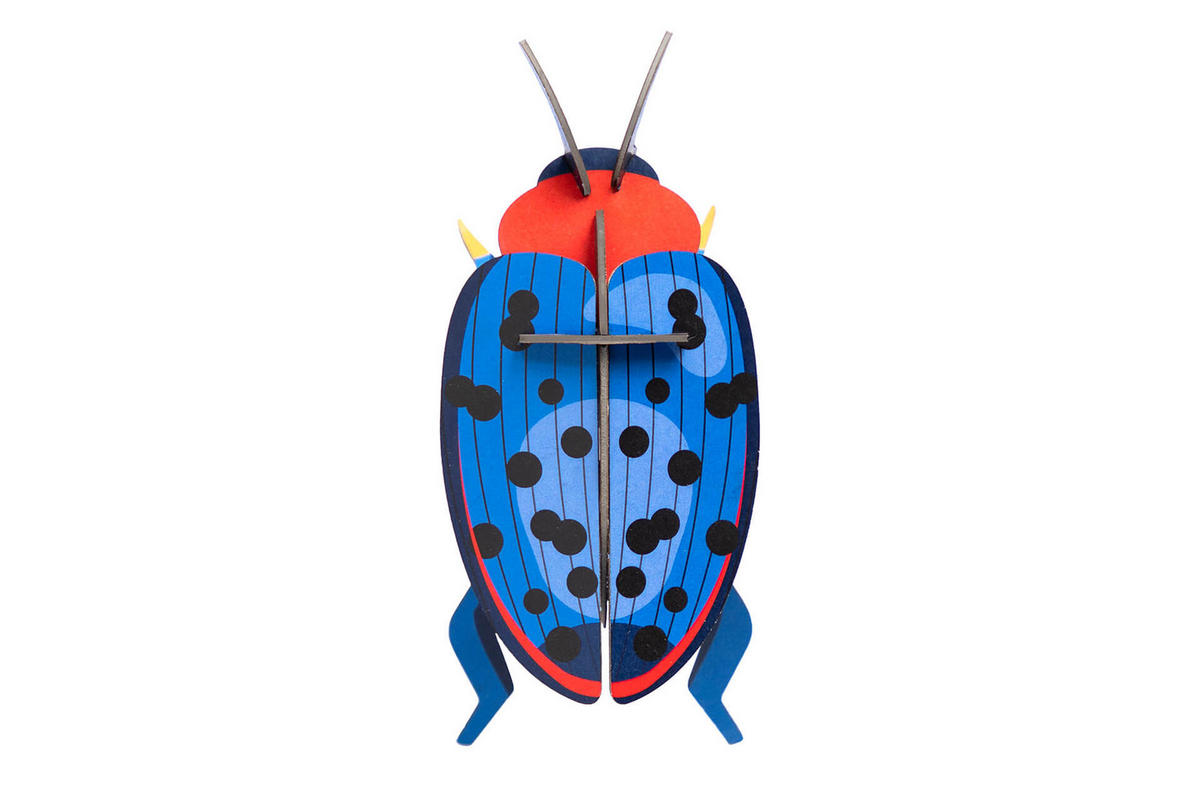WANDDEKO Pilz-Käfer 7/5 cm - Blau/Rot, Wellpappe (7/5/16cm) - KUNSTLOFT