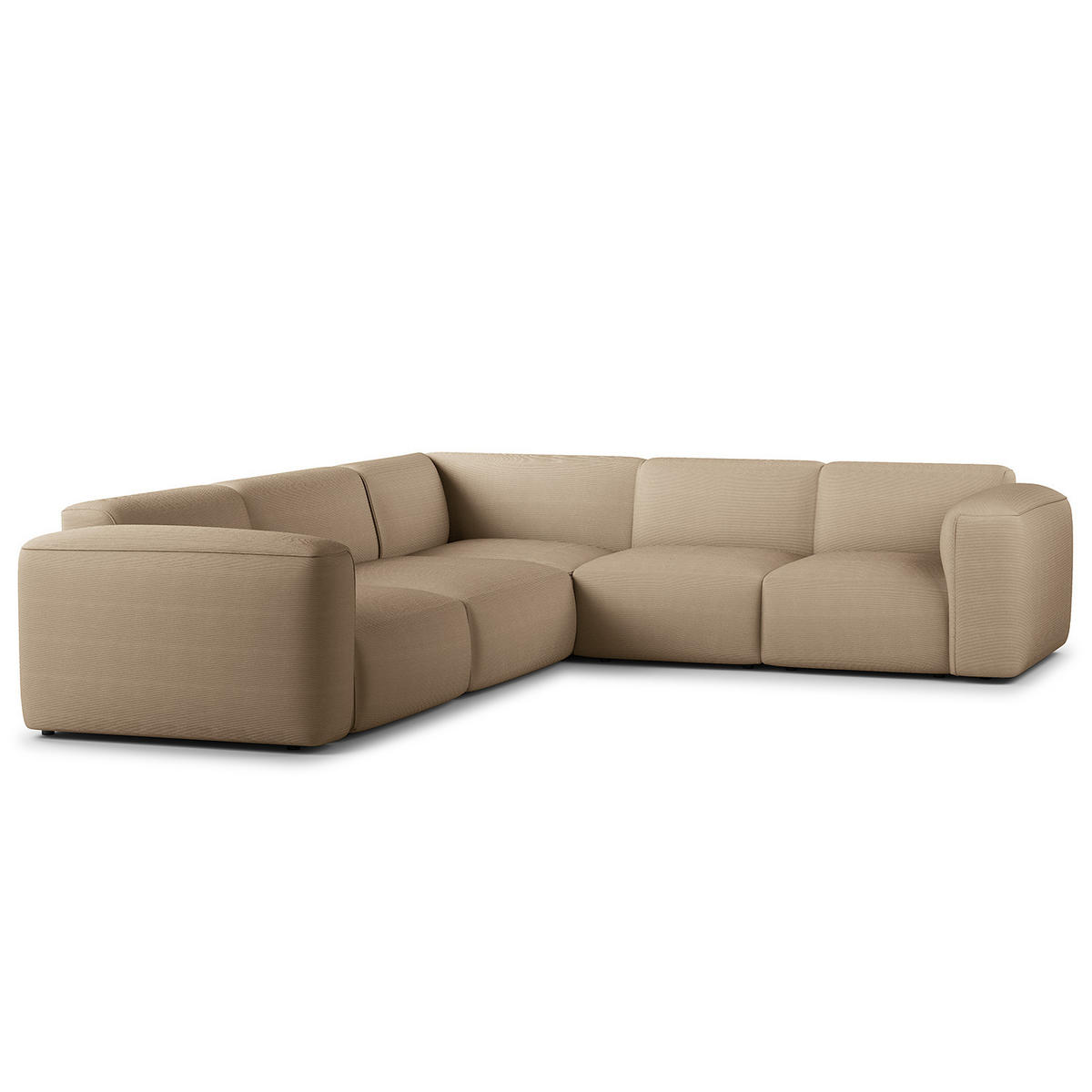 ECKSOFA mit Rundecke - Taupe/Schwarz, Kunststoff/Textil (325/260cm) - home24