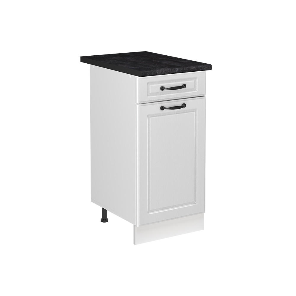 SPÜLENUNTERSCHRANK R-Line, Weiß Landhaus/Weiß, 40 cm Arbeitsplatte Anthrazit - Weiß, Holzwerkstoff (40/81.6/60cm) - Vicco