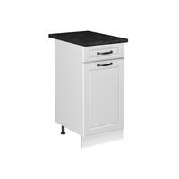 SPÜLENUNTERSCHRANK R-Line, Weiß Landhaus/Weiß, 40 cm Arbeitsplatte Anthrazit - Weiß, Holzwerkstoff (40/81.6/60cm) - Vicco