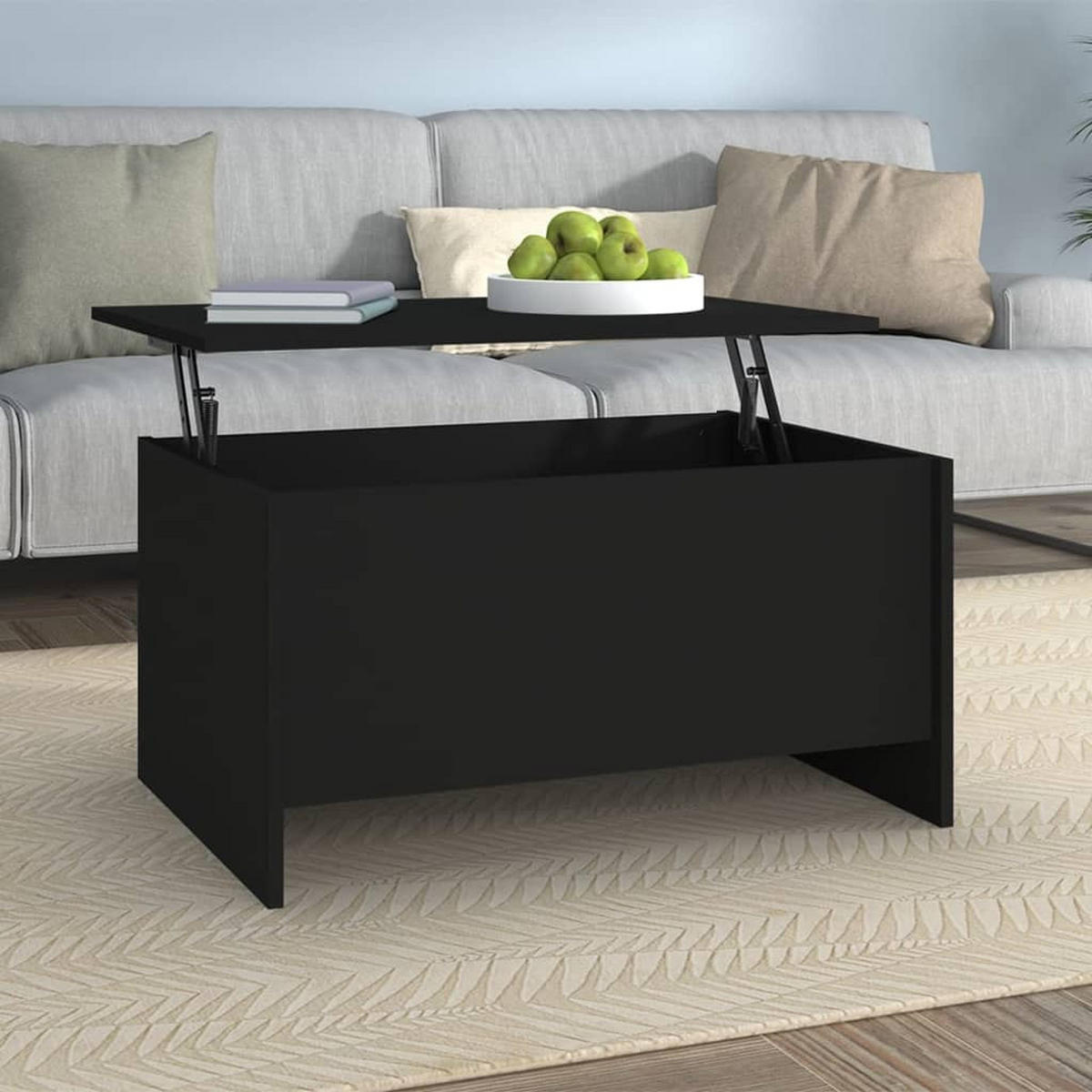 COUCHTISCH Schwarz 80x55,5x41,5 cm Holzwerkstoff - Schwarz, Holzwerkstoff (80/55.5/41.5cm) - furnicato