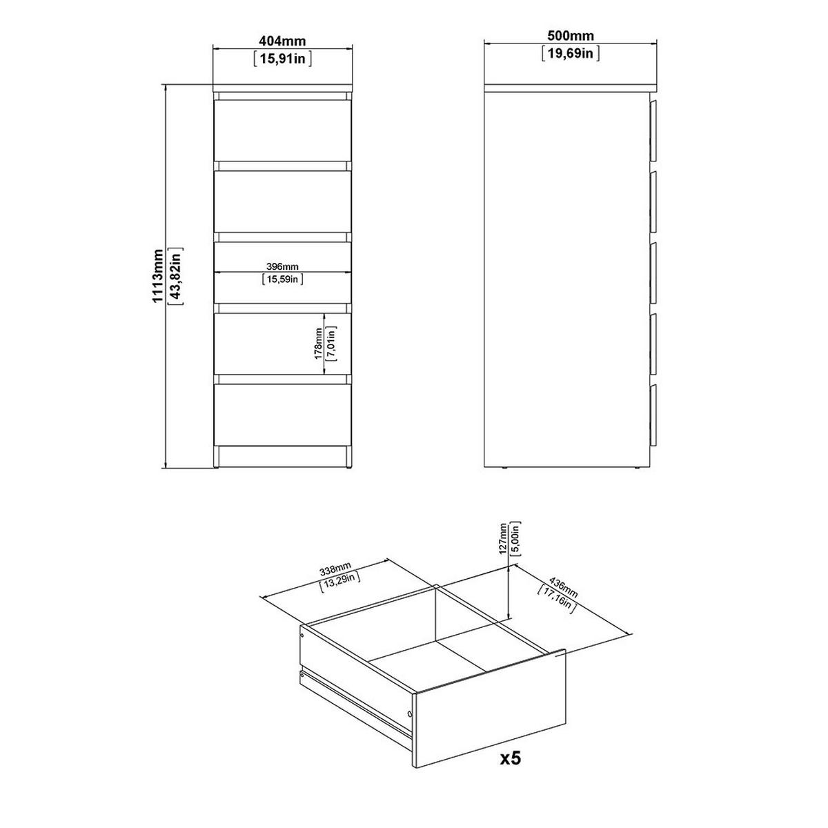 KOMMODE, Naia, Weiß, Holzwerkstoff, 41 x 50 x 112 cm - Weiß, Holzwerkstoff (41/112/50cm) - ebuy24