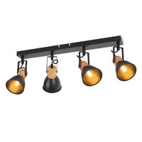 DECKENSTRAHLER Jyntar 58/6/15 cm - Schwarz, Holz/Metall (58/6/15cm) - ZMH