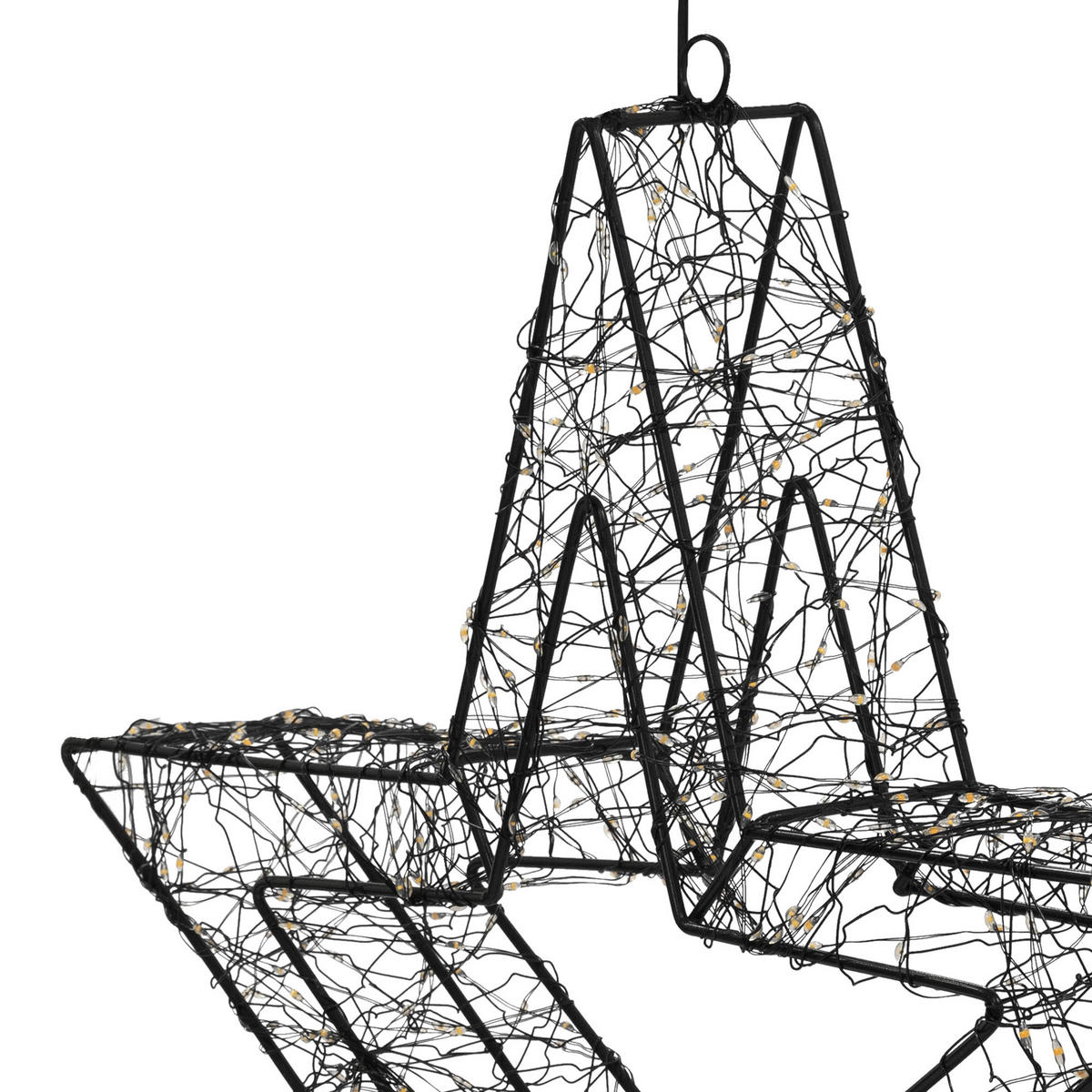 LED-WEIHNACHTSSTERN 38 cm 500 LEDs Extra-Warmweiß mit Timer aus Metall - Schwarz, Metall (38/38/8cm) - ECD-Germany