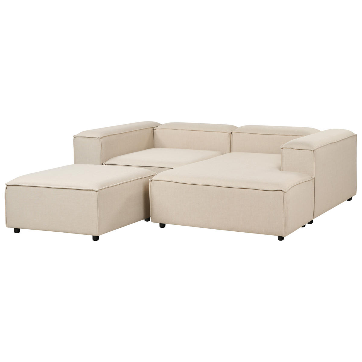 ROHOVÁ POHOVKA modul 3-místná levostranná Béžová Látka s otomanem Ardal - béžová, textil (240/180cm) - Beliani