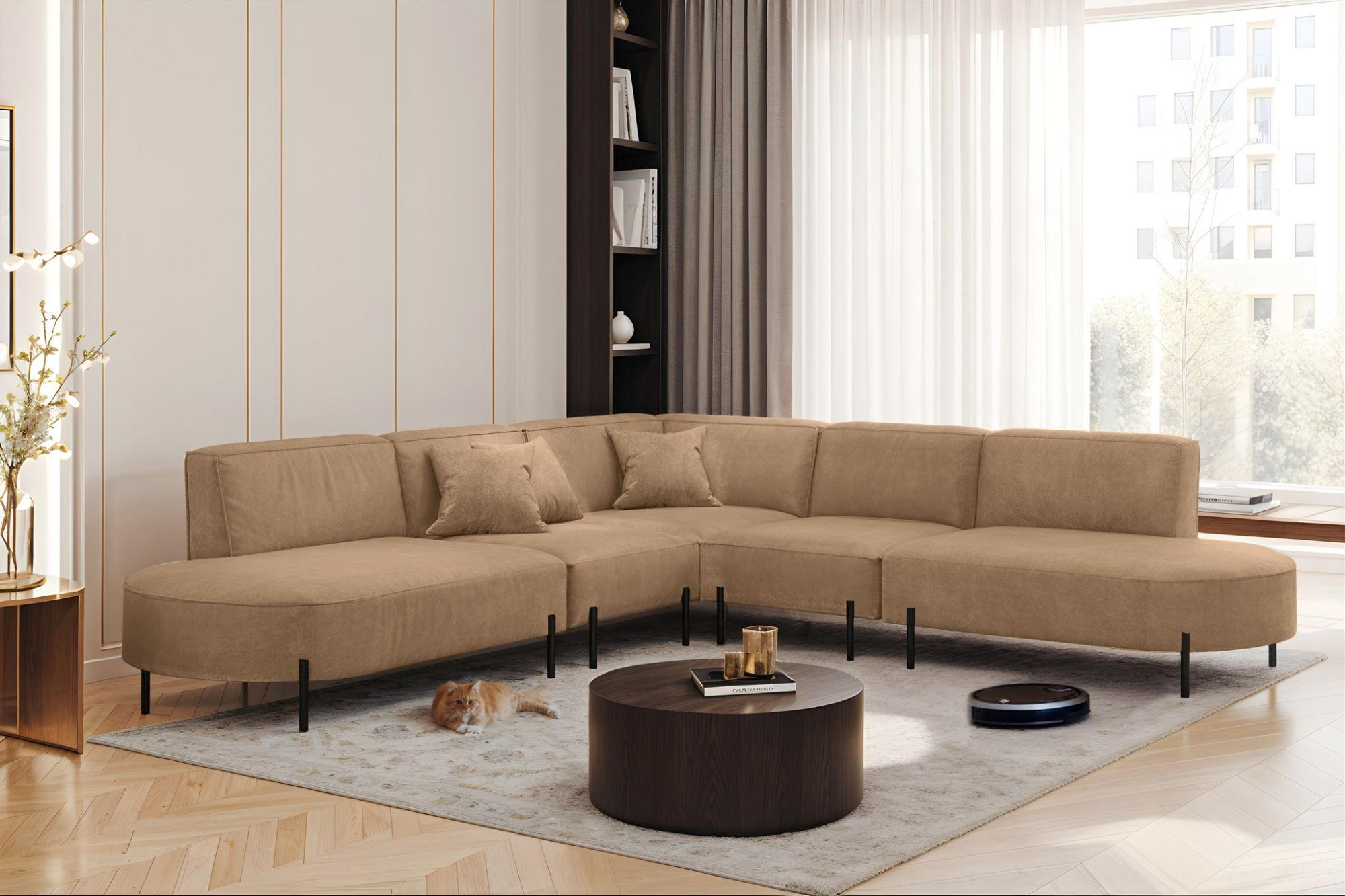ECKSOFA Valencia - Braun, Holzwerkstoff/Textil (303/303cm) - Fun Möbel