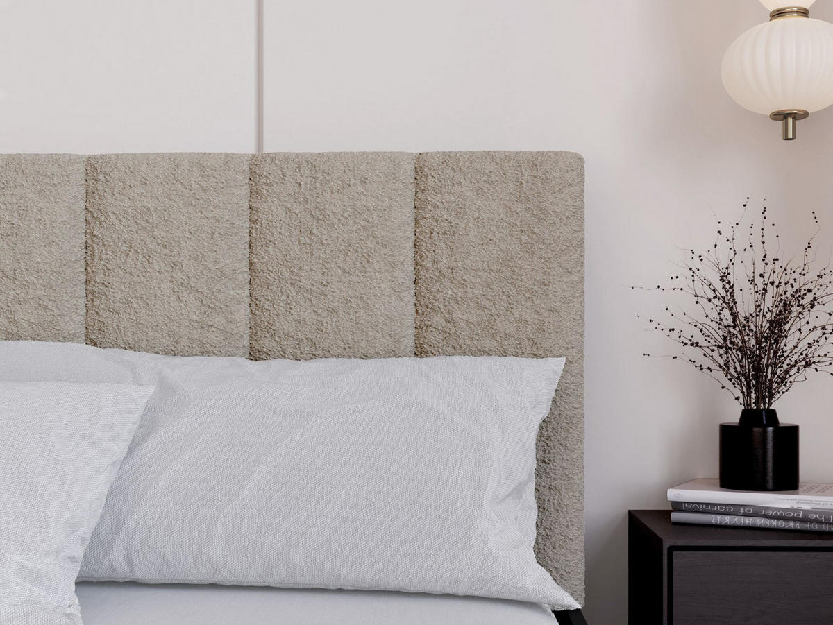 BETT Schwarz STYLE Mit Matratze Gepolsterter Beiger Kopfteil 120x200 cm - Beige, Textil (120/200cm) - Sepro Meble