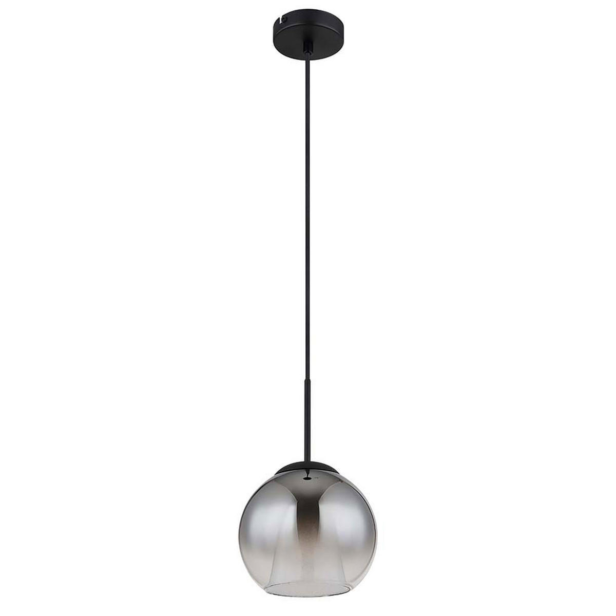 PENDELLEUCHTE BARRY Metall Glas Schwarz, rauchfarben - Schwarz, Glas (20/20/120cm) - Globo Lighting