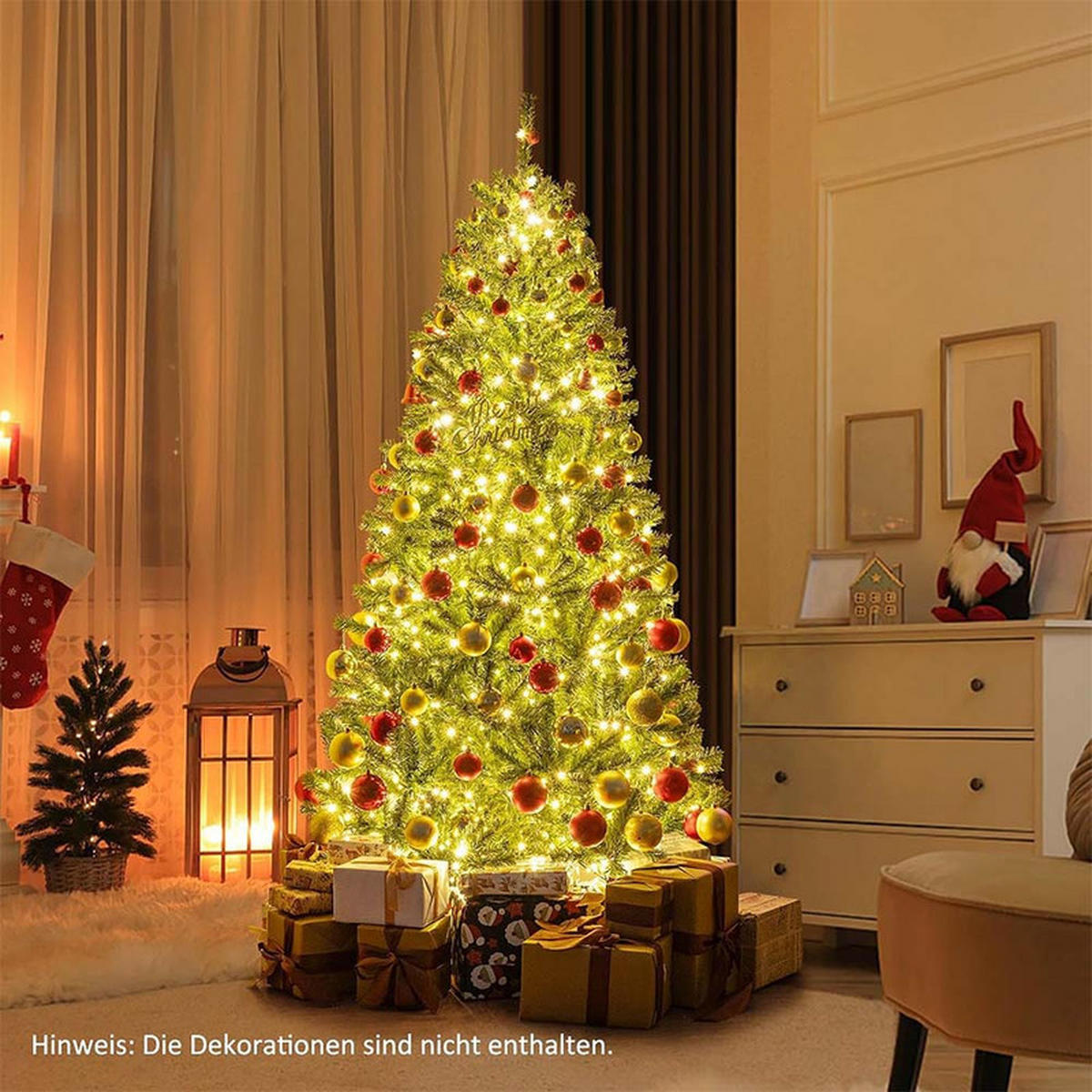 WEIHNACHTSBAUM mit 700 warmweißen LEDs 180cm Grün - Grün, Metall (180cm) - COSTWAY