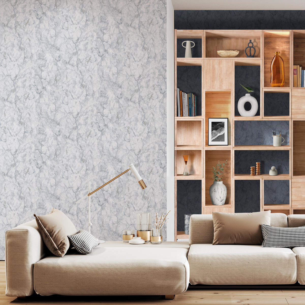 FOTOTAPETE Schrank 280 x 159 cm - Blau, Papier (280/159cm) - Sanders & Sanders