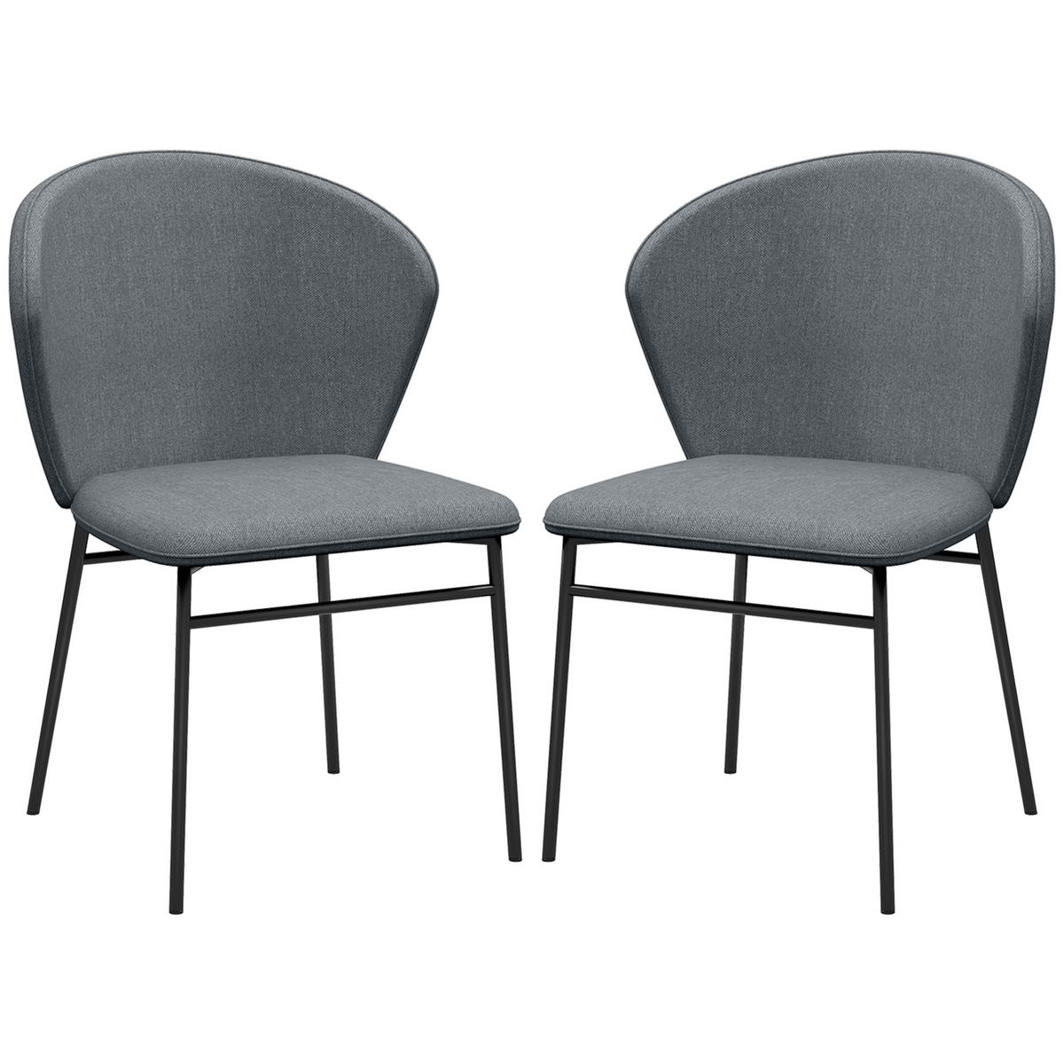 ESSZIMMERSTÜHLE 2er-Set DE-13308 Leinenoptik & stabile Stahlbeine Grau - Grau, Metall (55/80/52cm) - ComfortXL