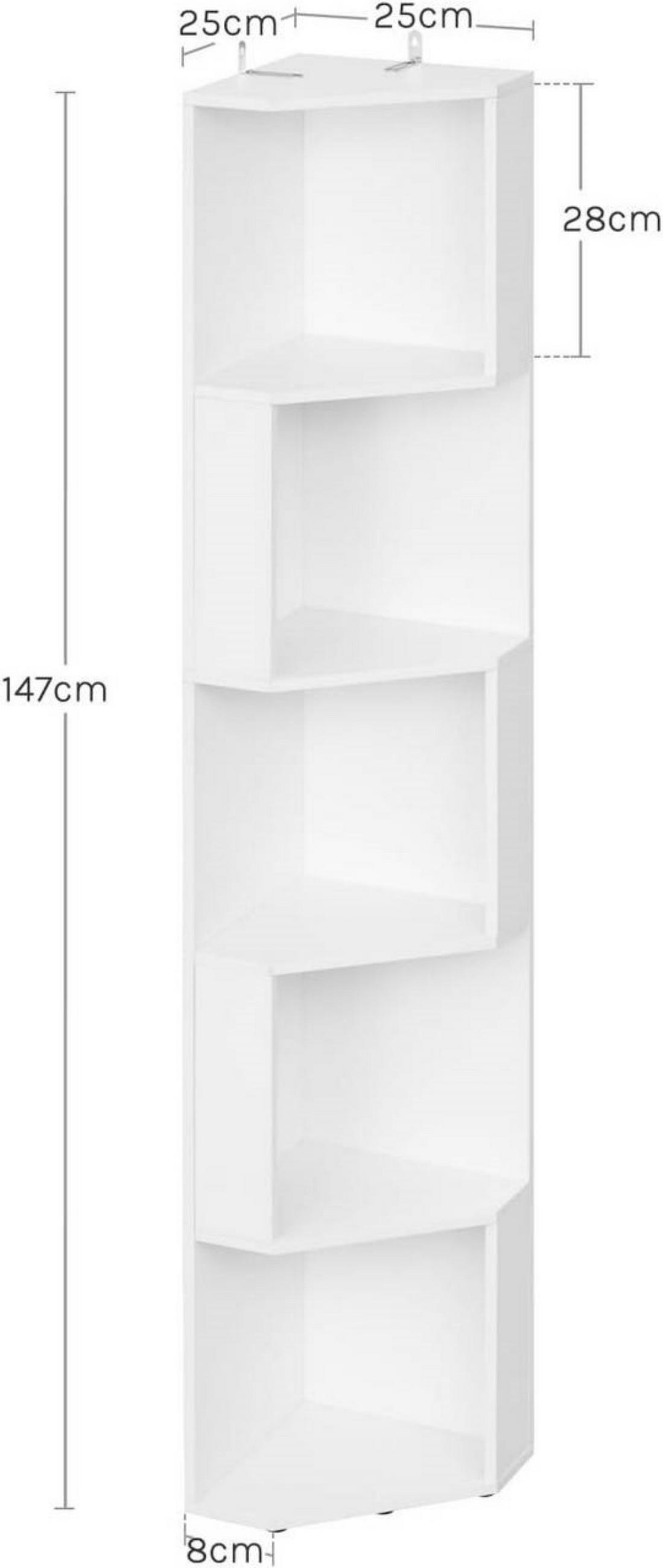 REGALE Bücherregal mit 5 offenen Fächern, Weiß - Weiß, Holzwerkstoff (25/147/25cm) - Woltu