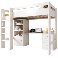 HOCHBETT 90/200 cm mit Schreibtisch, USB-/Type-C-Anschluss, Kleiderschrank und Stauraum, Weiß - Weiß, Holzwerkstoff (90/200cm) - Redom