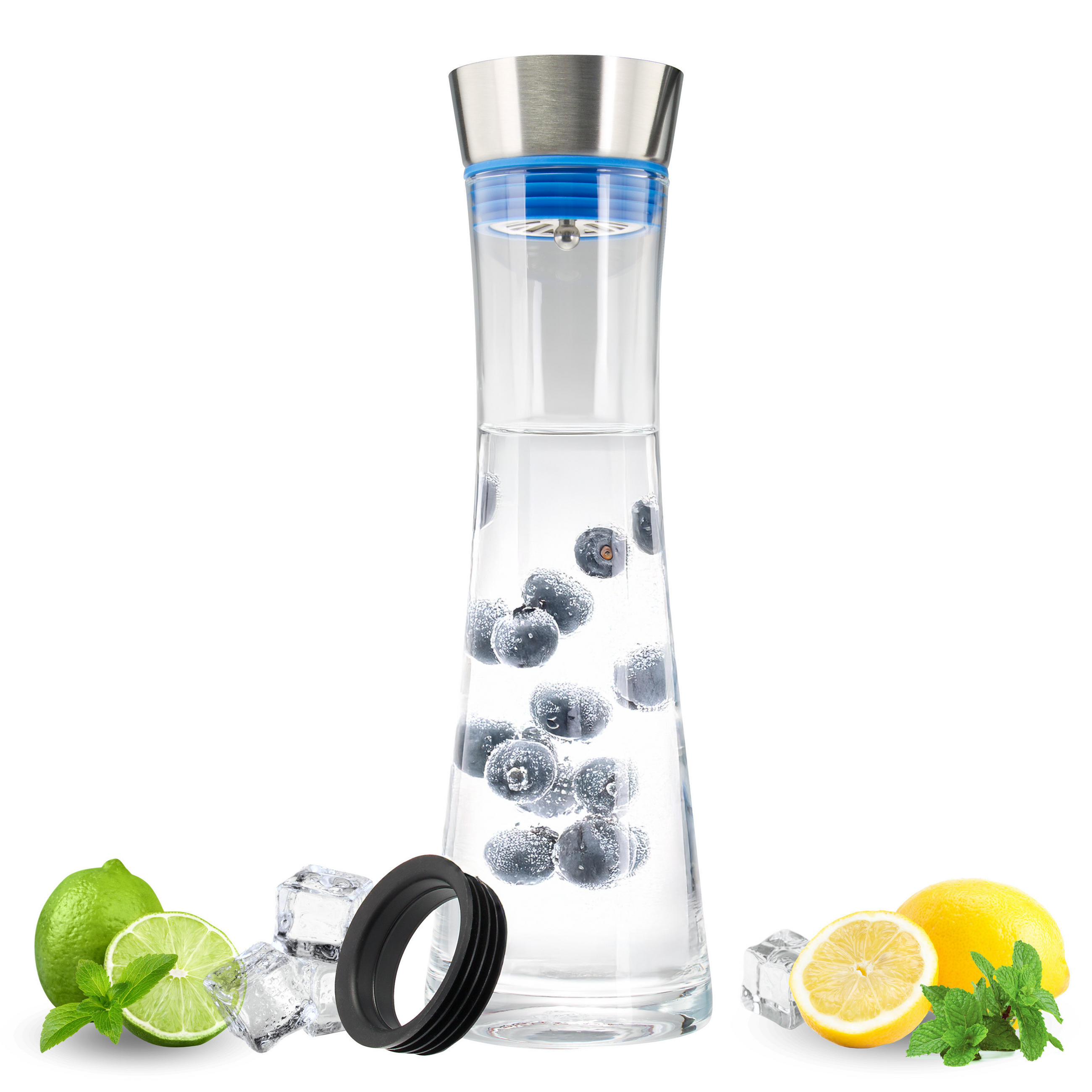 GLASKARAFFE Svea 1,2 Liter, blau - Blau, Glas (1.2L) - bremermann