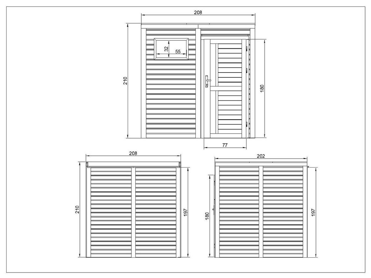 GARTENHAUS Holz 4,20 m² M325F1 - Naturfarben, Holz (208/210/202cm) - Timbela