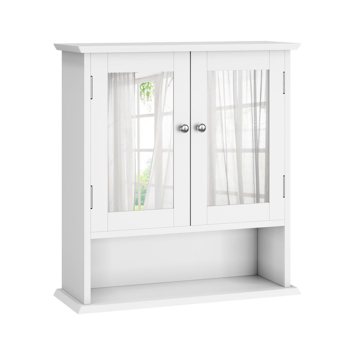 BADEZIMMERSCHRANK mit Spiegel, weißer Arzneischrank mit verstellbarem Regal, Toilettenschrank in Waschküche und Küche - Weiß, Holz (20/60/50cm) - Ej. Life