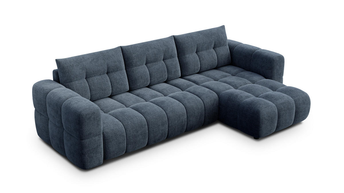 ECKSOFA CLOUDI 4-Sitzer rechts, marineblau - Blau/Schwarz, Holz/Textil (294/160cm) - Courtois Laville