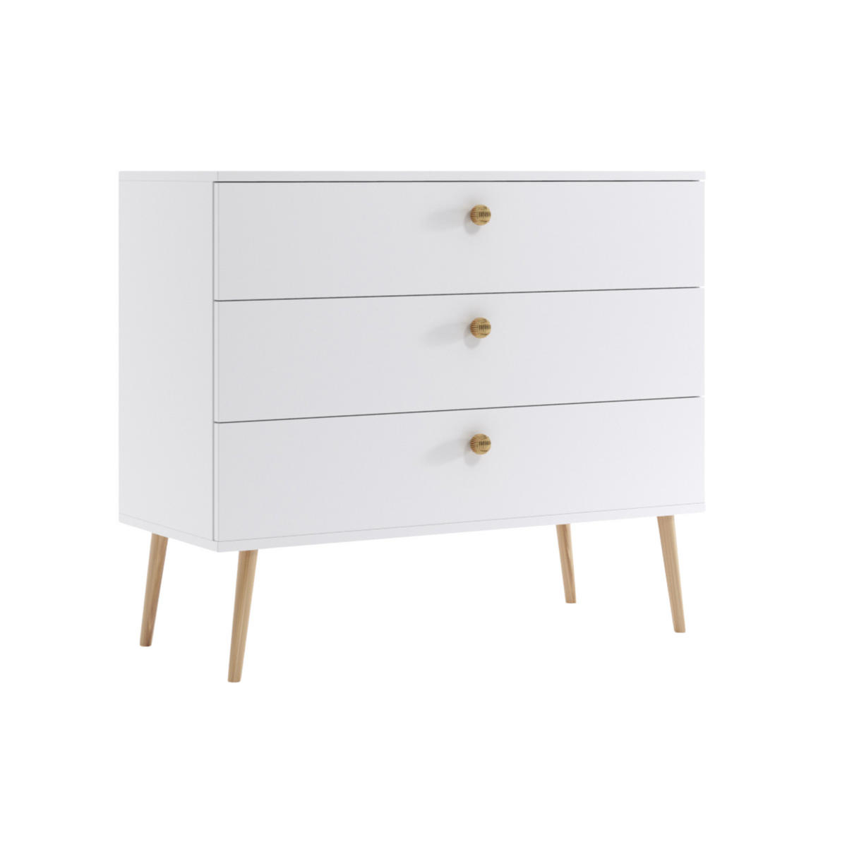 KOMMODE NATURA, 100 cm, Weiß Matt, mit 3 Schubladen - Weiß, Holz (100/85/41cm) - Excellent Home