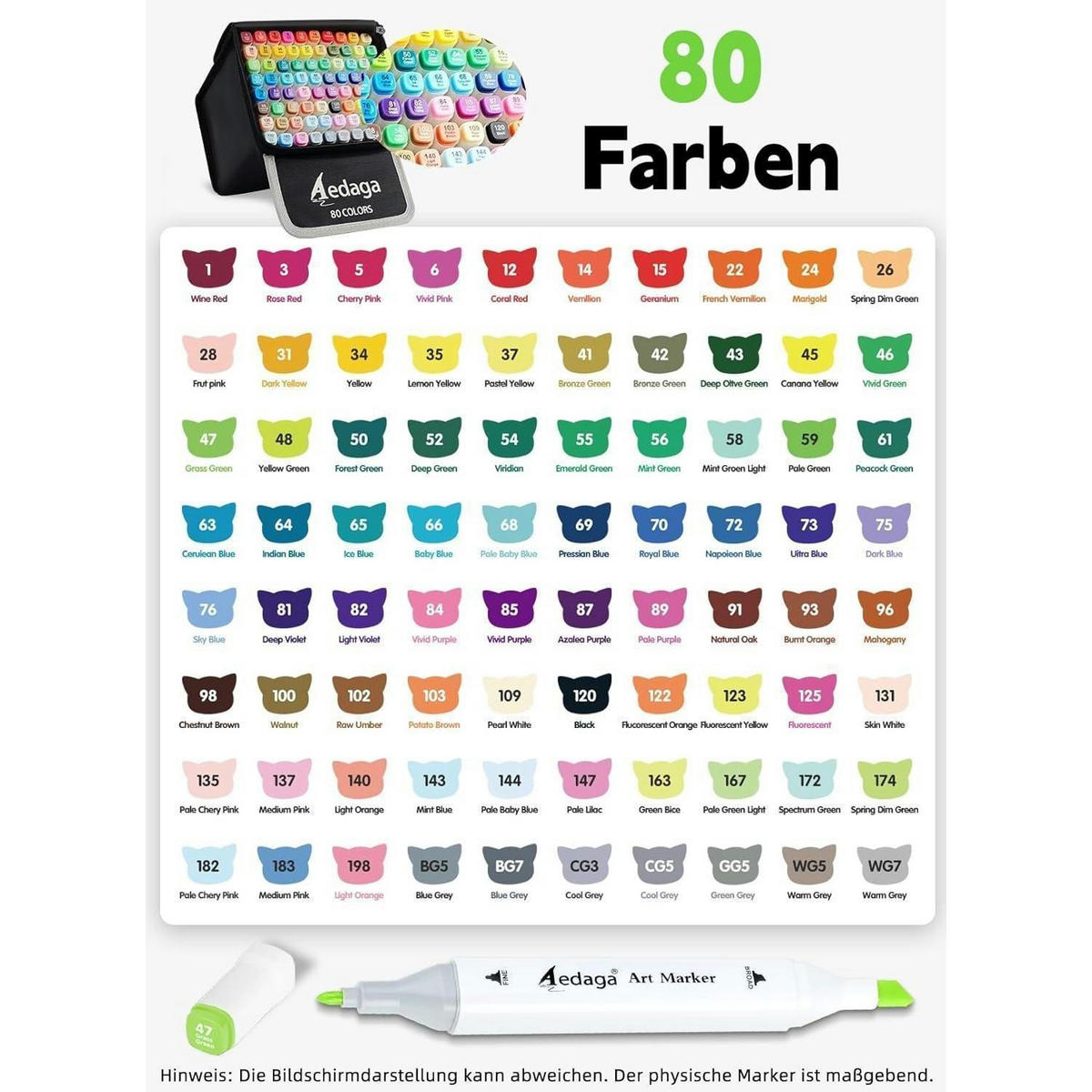 ALKOHOL Marker Set 80 Farben mit App und Ständer-Etui - Multicolor, Kunststoff (1/1/15.4cm)