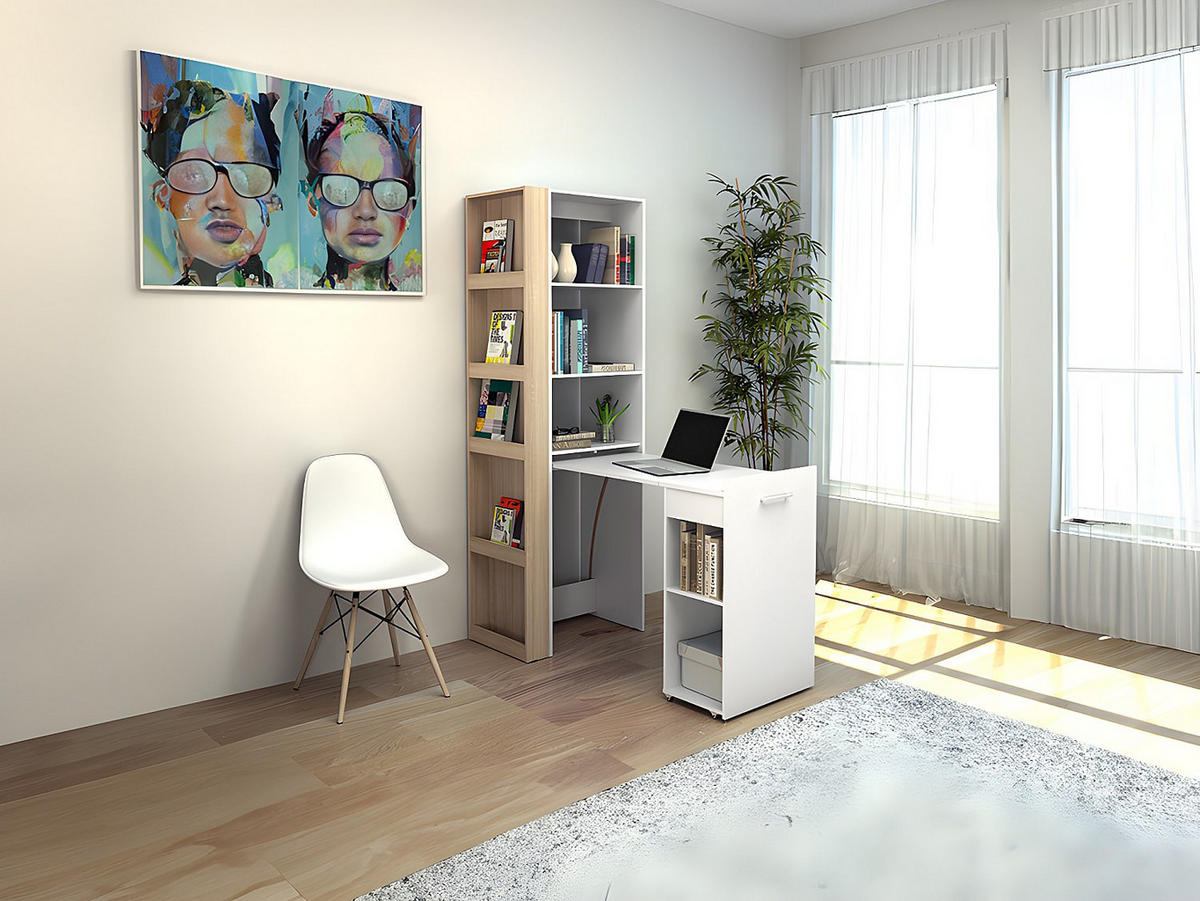 SCHREIBTISCH - 61.8 cm x 39.6 cm, 127.8 cm - Holz, Platte - Naturfarben Hell, Weiß TUPELIO - Naturfarben/Weiß, Holz (39.6/61.8/180cm) - Vente-Unique