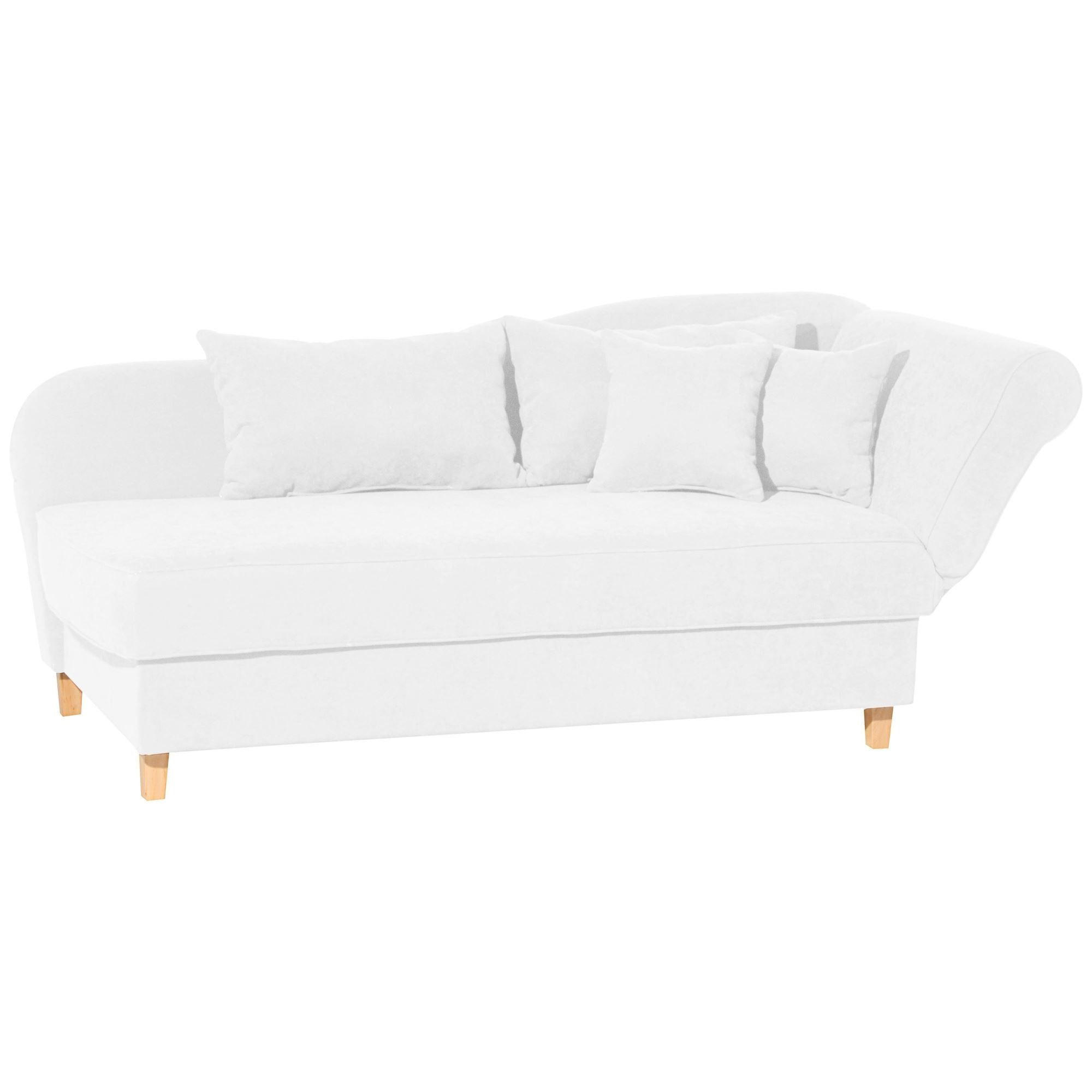 RECAMIERE mit Armteil rechts klappbar Katia Bezug Veloursstoff Buche natur / creme - Weiß, Kunststoff (190/82/88cm) - 58aufmkessel