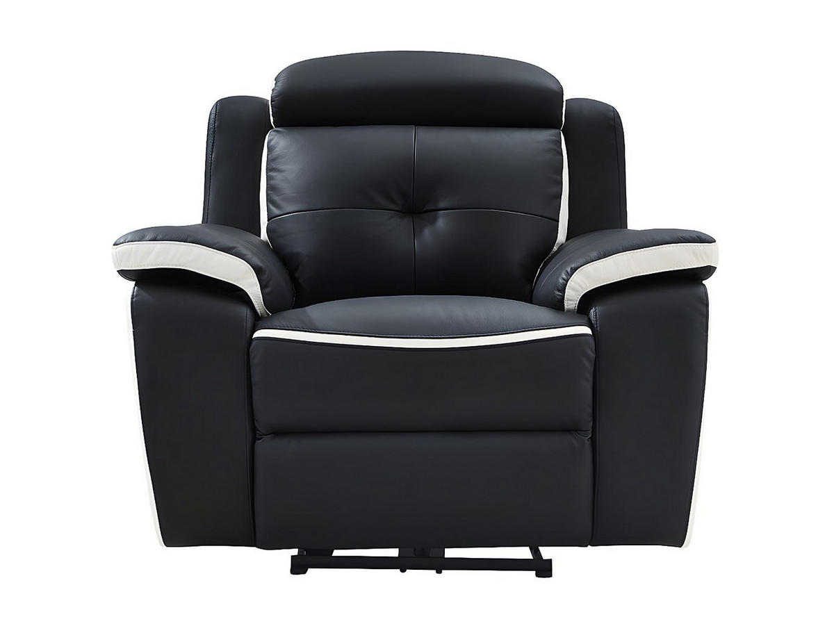SOFAGARNITUR mit Relaxfunktion - -Sitzer - Leder - Schwarz, Weiß - - Schwarz/Weiß, Leder (97/103/97cm) - Vente-Unique