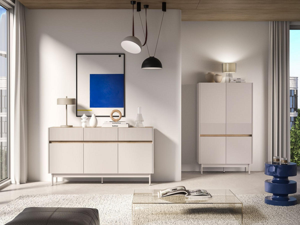 SIDEBOARD Dunea Kaschmirgrau/Eichenholzoptik 154 cm - Taupe, Holzwerkstoff/Metall (154/85/40cm) - Selsey