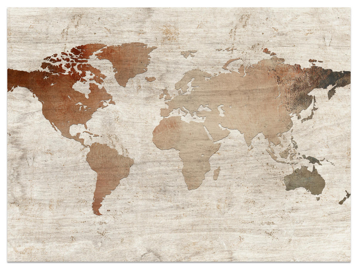 FOTOTAPETE für Wohnzimmer Vintage Karte Holz Hintergrund Retro 400x280 - Beige/Braun, Papier (400/280cm) - Muralo