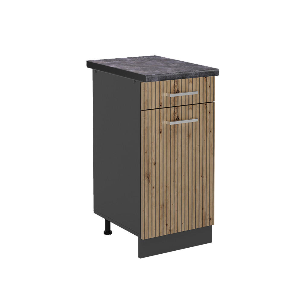 KÜCHENUNTERSCHRANK R-Line Artisan-Eiche 40 cm, AP Anthrazit - Anthrazit/Eiche Artisan, Holzwerkstoff (40/81.6/60cm) - Vicco
