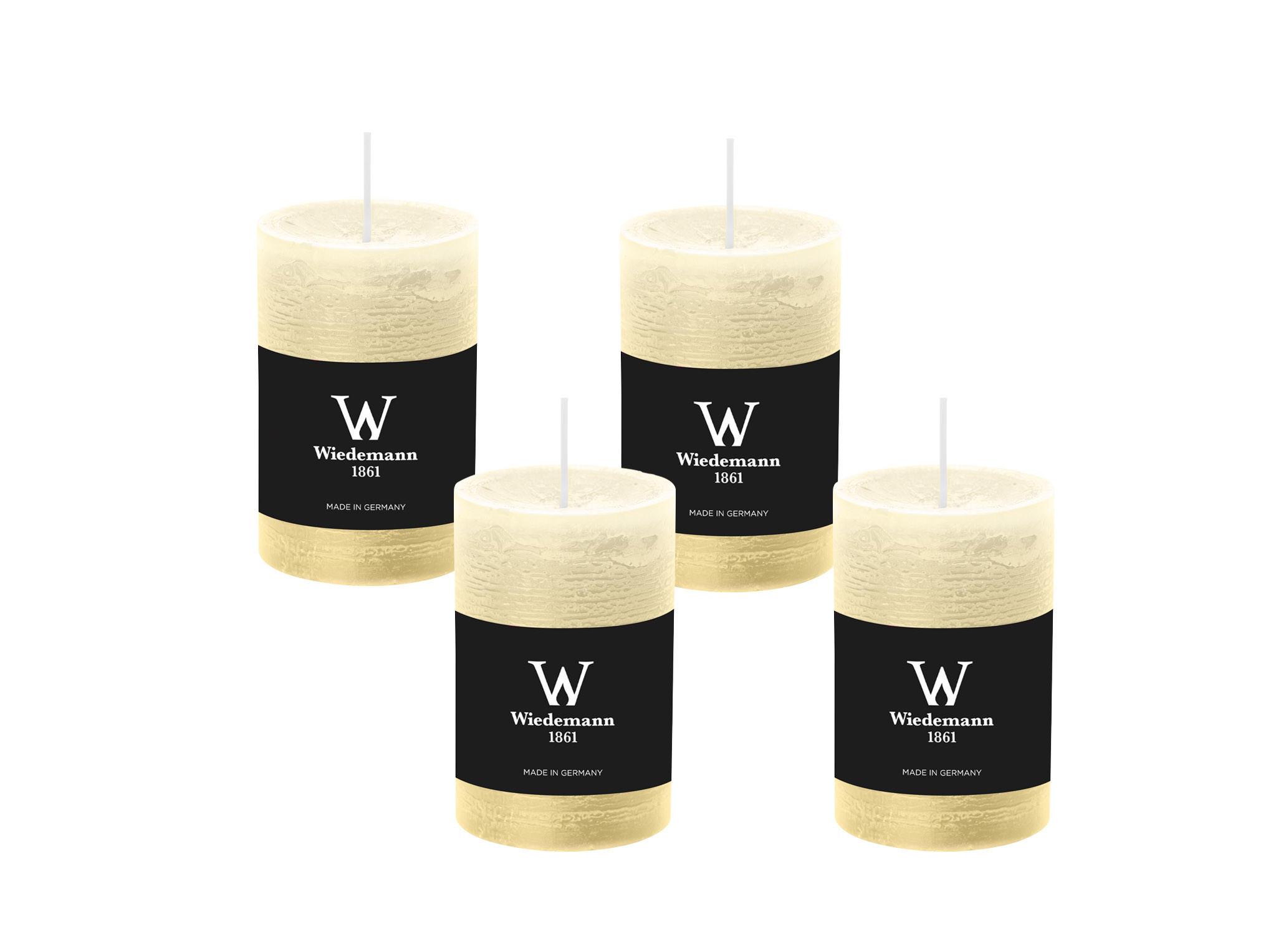STUMPENKERZE Rustik Bisquit 130 x 68 mm, 4er Adventskerzen-Set - Beige, Paraffin (13cm) - Wiedemann Kerzen