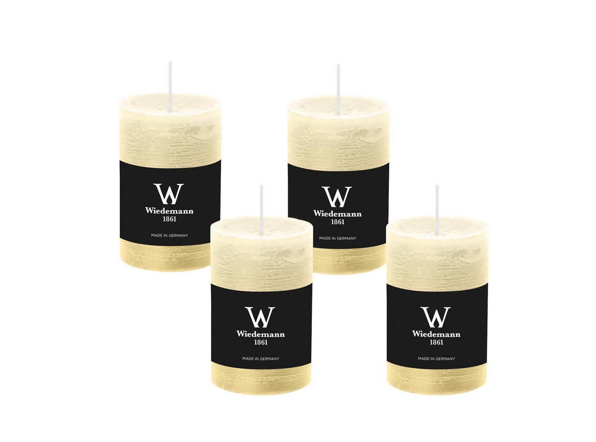 STUMPENKERZE Rustik Bisquit 130 x 68 mm, 4er Adventskerzen-Set - Beige, Paraffin (13cm) - Wiedemann Kerzen