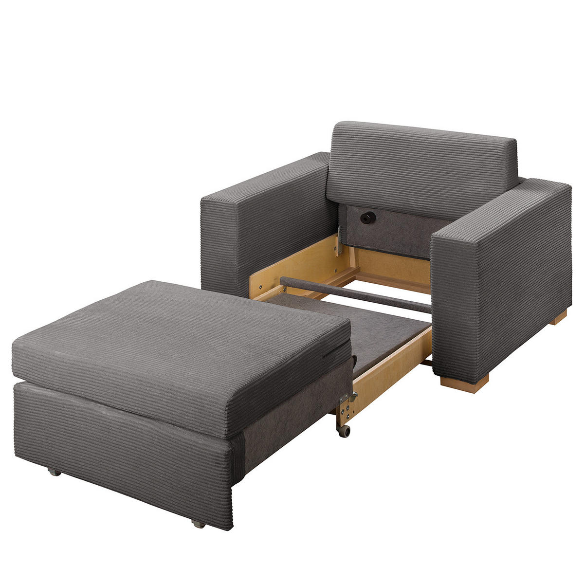 SCHLAFSESSEL - Buchefarben/Grau, Buchenholz/Textil (110/90/90cm) - home24