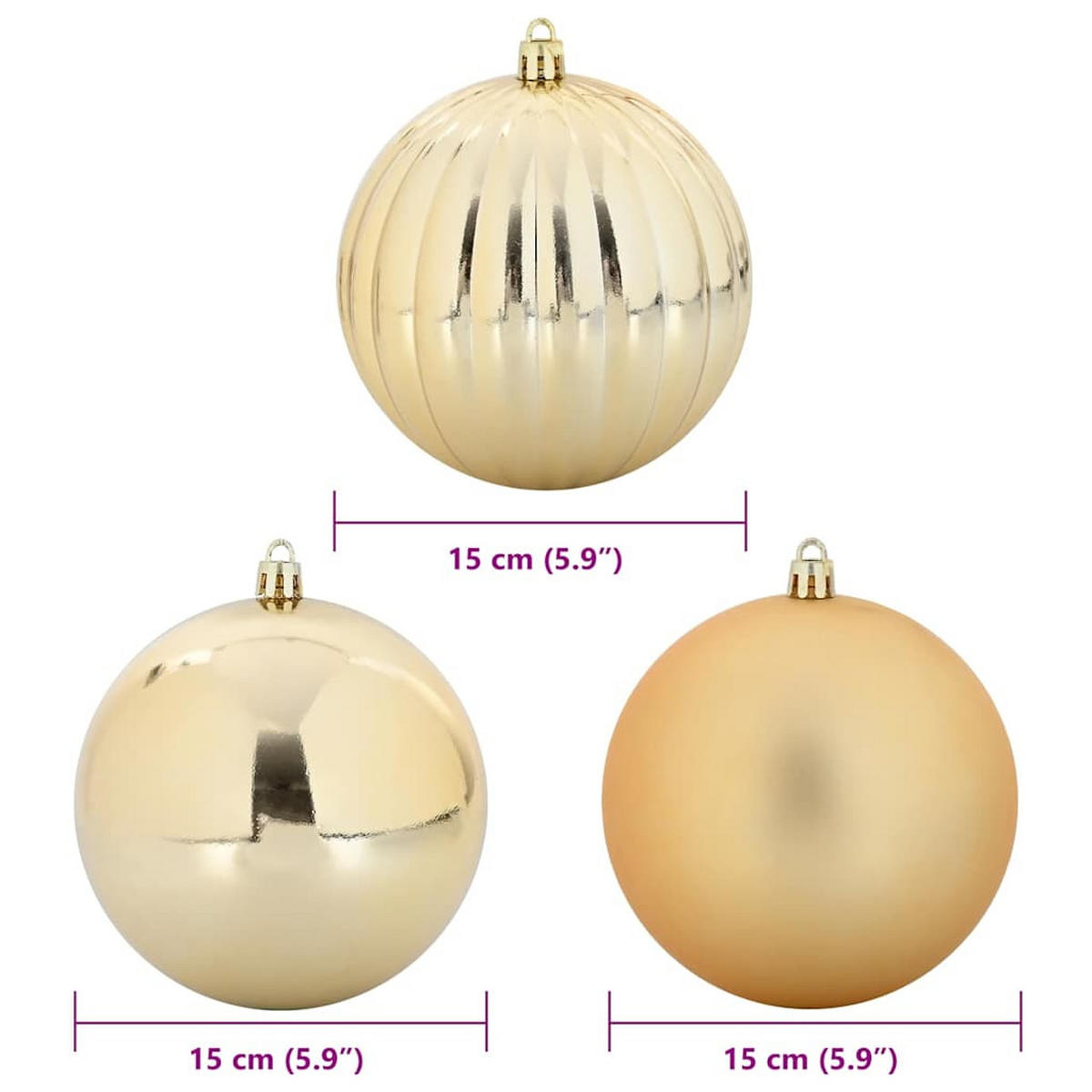 WEIHNACHTSKUGELSET XL 9 -teilig 15/15/15 cm Gold Kunststoff - Goldfarben, Kunststoff (15/15/15cm) - vidaXL