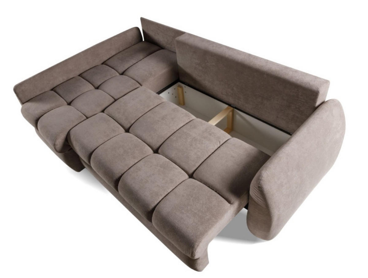 ECKSOFA Universal Flow Mit Doppeltem Bettkasten - Braun, Textil (252/155cm) - Sepro Meble
